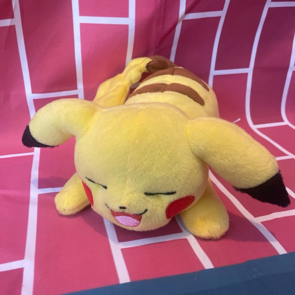 Tomy Brand Pokemon Sleeping Pikachu plush  8" 2015 Stuffed animal toy Plush